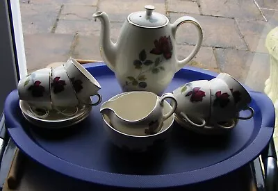 Vintage Alfred Meakin Coffee Set. Red Rose Pattern. Cups/saucers/Pot/jug/bowl • £10