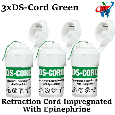 3x Dental Gingival Retraction DS-CORD Twist Impregnated Epinephrine Green • $47
