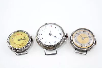 Womens Vintage .925 Silver Cased Watches Hand-Wind Non Working X 3 Inc. Medana • $2.74