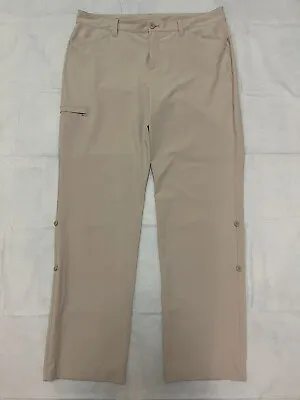 Eddie Bauer Beige Roll Up Straight Leg Hiking Outdoor Pants Women’s Sz 14 EUC! • $22.39