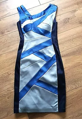 Jax Blue Bodycon Wiggle Sexy Satin Dress Size Uk 6 • £14.99