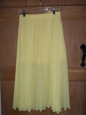 £12.99 • Buy Fab Womens Zara Yellow Pleated Chiffon Lined Skirt With Shorts Underneath .small