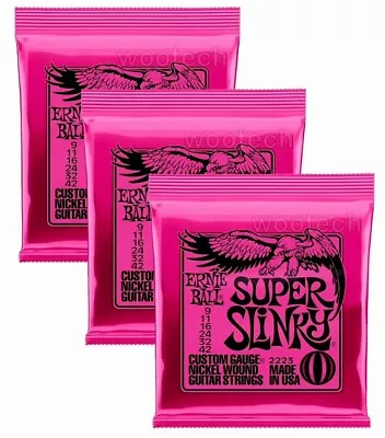 3 Packs Ernie Ball 2221 Super Slinky 9-42 Electric Guitar Strings *BRAND NEW • $32.85