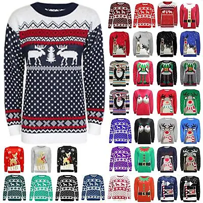 $20.57 • Buy Ladies Christmas Jumper Xmas Mens Unisex Novelty Knitted Vintage Sweater Top
