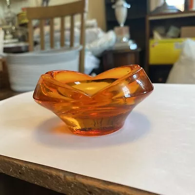 60s 70s Viking Glass Orange Persimmon Ashtray GUC Beautiful Color Great Decor • $12