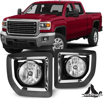 Fit 2015-2019 GMC Sierra 2500HD/3500HD Pair Fog Lights W/Bezel+Wiring Kit+Switch • $59.99