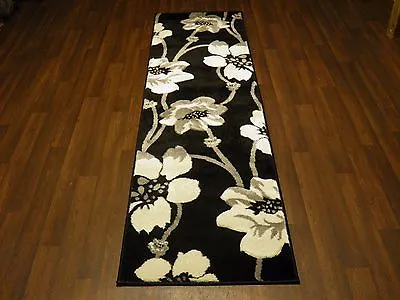 £34.99 • Buy Modern Runner 60x220cm Aprox 8ft Hand Carved Super Quality Poppy Black/Silver