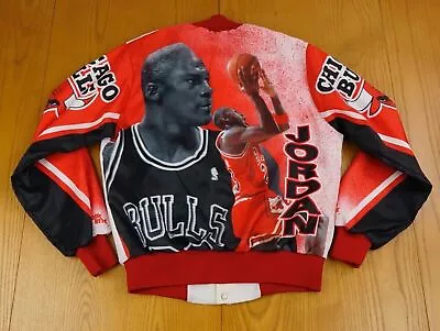 Vintage CHICAGO BULLS JACKET Small Michael Jordan Chalk Line 90s AOP • $300