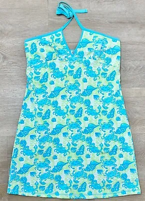 🦀 Lilly Pulitzer Vintage Cotton Stretch Knit French Terry Fleece Halter Dress M • $55.20