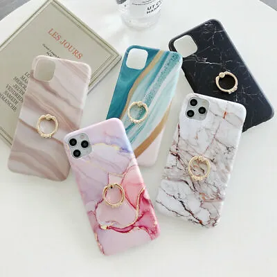 $10.39 • Buy For IPhone 13 12 11 Pro Max 8 7 Plus Marble Case Ring Stand Holder Phone Cover