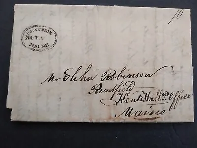 Maine: Brunswick 1827 Stampless Cover XF Double Ring Oval Bowdoin College Letter • $50