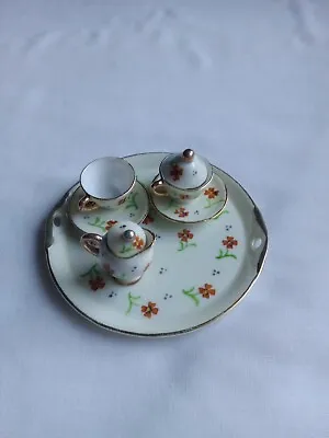 Miniature Maruyama Tea Set Made In Occupied Japan.   8 Pc Ivory  Floral Gold • $11.99