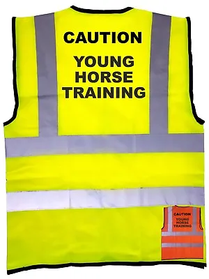 YOUNG HORSE TRAINING Print Vest Horse Riding Hi Vis Safety Waistcoat Reflective • £8.13
