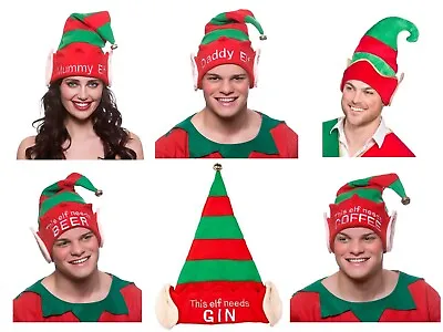 Christmas Elf Hats Mummy Daddy Beer Gin Coffee Xmas Novelty Fancy Dress Gift • £4.95