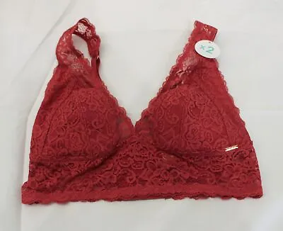 Dorina Women's Lana 2-Pack Lace Bralette Set EJ2 Coral/Black Medium NWT  • $9.98