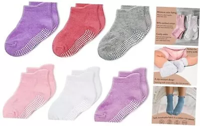  Ankle Style Socks With Grippers For Little & Boys 1-3T 6-Pairs Gripper Girls • $22.20