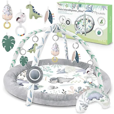 Nukido Interactive Educational Baby Play Mat 2-in-1 Sensory Mat With Mirror Toy • £37.99