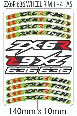 KAWASAKI ZX6R 636 Wheel Rim Stickers Decals Graphics Emblems Motorcycle • £7.49