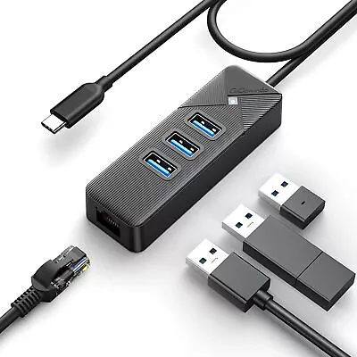 USB C USB3.0 HUB To Gigabit RJ45 Ethernet LAN Network Adapter 1000Mbps PC Laptop • $21.99