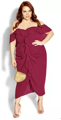 CITY CHIC EVANS Garnet VA VA VOOM Cocktail Dress BNWT Size 18 RRP £80 • $50.51