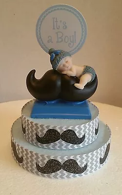 Little Man Mustache Baby Shower Birthday Cake Topper Decoration Favor Figurine  • $18