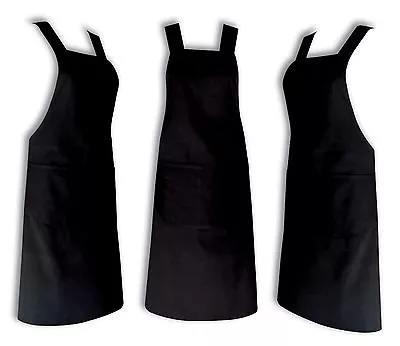 £5.99 • Buy Chefs Apron 100% Cotton Catering With Bib Pockets Cooking Bbq Chef Black Aprons