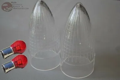 Cadillac Bullet Tail Light Lamp Clear Lenses Red Bulbs Hot Rat Rod • $41.23