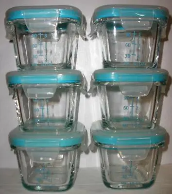 6 OXO GLASS Baby Food 4 Oz Storage Blocks TEAL (6 STORAGE***EUC***L@@K) • $17.88