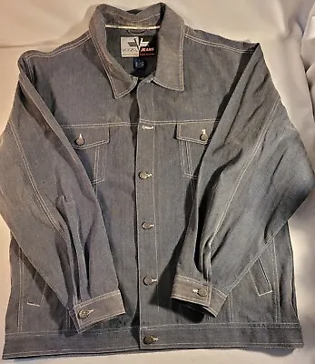 Veezo Wear Men's Jeans Jacket Button Front Grey Denim Size L Pockets Trucker • $17.50