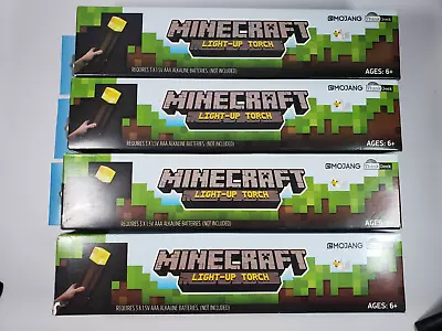 Set Of 4  Think Geek Mojang Minecraft Light Up Torch Open/Damaged Box • $60