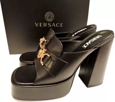 VERSACE Sandals Medusa Aevitas 120mm Platform Clogs Backless Mules Shoes Sz 40 • $399