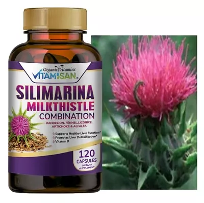 Milk Thistle (Silymarin) Extract 1200 Mg Liver Cleanser Liver Detox Cardio 120 C • $13.10