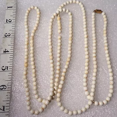 Art Nouveau LONG Necklace Vintage White Beads Strand Estate Jewelry 53 Inches • $28