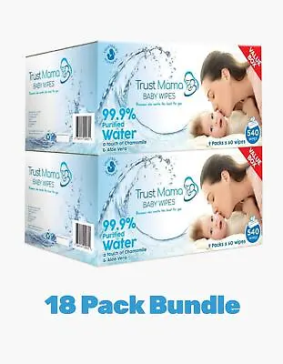 £29.99 • Buy Trust Mama Water Wipes Unscented Wipes Chemical Free For Sensitive Skin 18 Packs