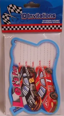 Party Invitations RACE CARS 10 Pk Cards Birthday Supplies Hallmark • $2.95