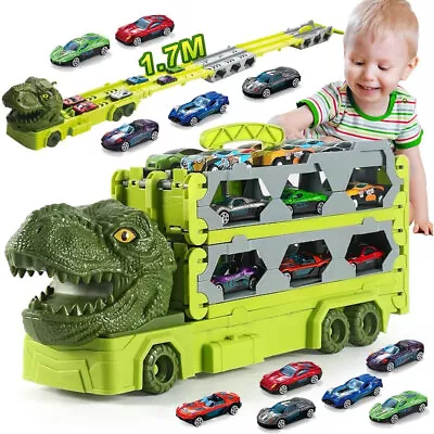 Kids Dinosaur Truck Toy Gift Storage Car Transport Carrier Model Music Light UK • £17.89