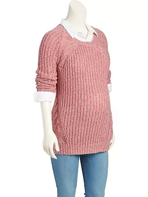 NWT Womans Maternity  M OLD NAVY Coral Pink Shaker Knit Pullover Sweater MEDIUM • $12.99