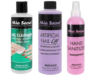 Mia Secret Gel Cleanser 8oz  Artificial Nail Off 8oz Hand Sanitizer 8oz (SET) • $36.64