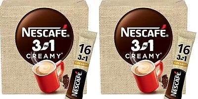 2 Boxes Nescafe 3IN1 Creamy Instant Coffee Sachets 16 Sachet Per Box 32 In Total • £9.95