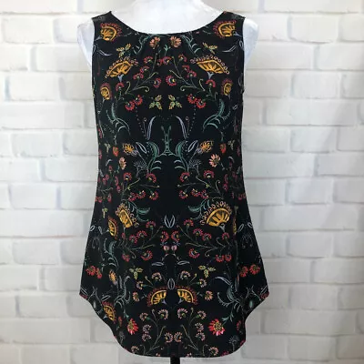 CAbi 3621 Legend Blouse Size XS Black Folklore Floral Print • $15.99