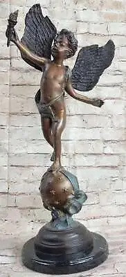 Agustine Moreau Angel Cupid With Torch Of Victory Bronze Sculpture Mythical Sale • $209.50