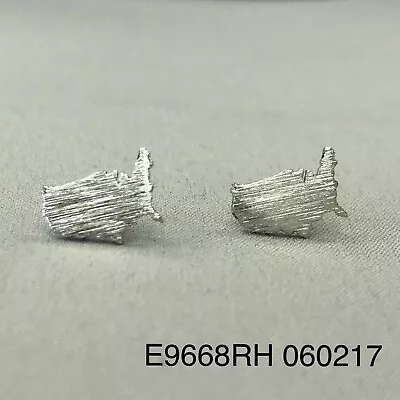 Matte Silver Finished Scratched Mini United States Map Shape Stud Post Earrings • $8.49
