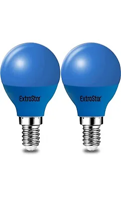 2 Pack E14 LED Light Bulb 4W G45 Small Edison Screw 180°  For Occasions - BLUE • £1.99