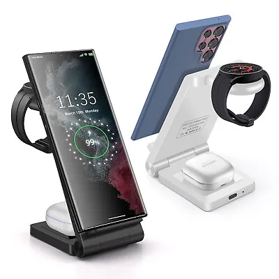 $37.99 • Buy 3in1 Wireless Charger Dock Stand For Samsung Galaxy Watch 5 Pro Z Flip 4 Z Fold