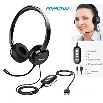 £16.50 • Buy MPOW BH071 USB 3.5mm Wired Computer PC Headset Headphones W/ MIC- Skype, Webinar
