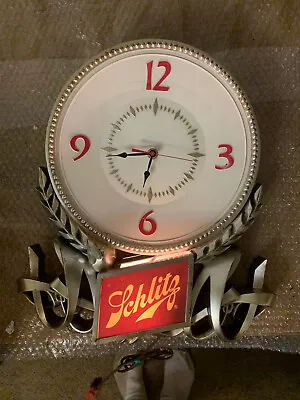 Vintage Schlitz Beer Lighted Clock Free Shipping Read Description • $99.99