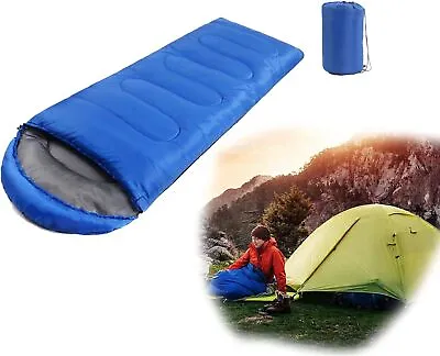 3-4 Season Single Sleeping Bags Camping Rectangular Envelope Zip Up Kids Adult • £10.59