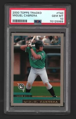 Miguel Cabrera  2000 Topps Traded #T40 Rookie Card Rc PSA 10 Gem Mint • $425