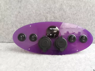 $63.55 • Buy Retro Purple Switch Panel USB 12V/240V Control Voltage Gauge Camper Motorhome