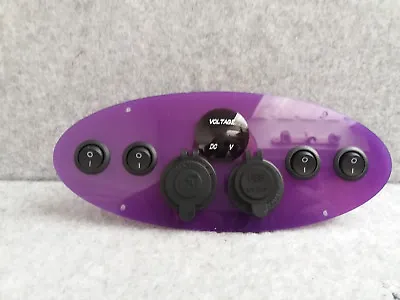 Retro Purple Switch Panel USB 12V/240V Control Voltage Gauge Camper Motorhome • $64.41